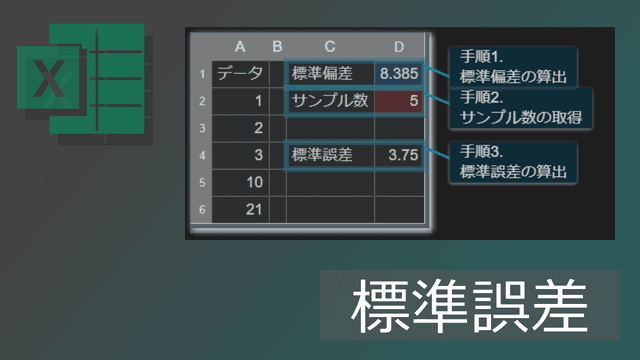 エクセルの標準誤差(SE)の求め方・計算式【コピペ可】
